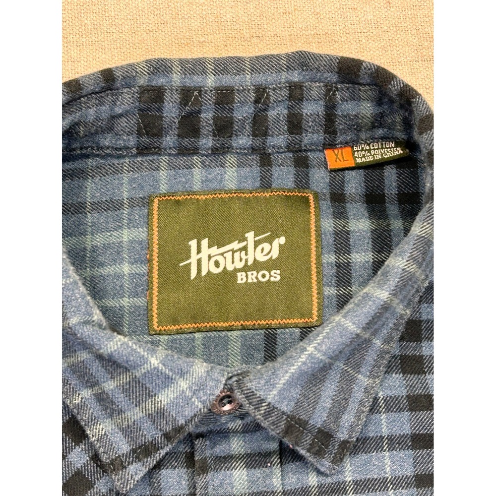 Howler Bros Mens XL Brothers Plaid Cotton Blend Long Sleeve Button Shirt - Picture 4 of 7